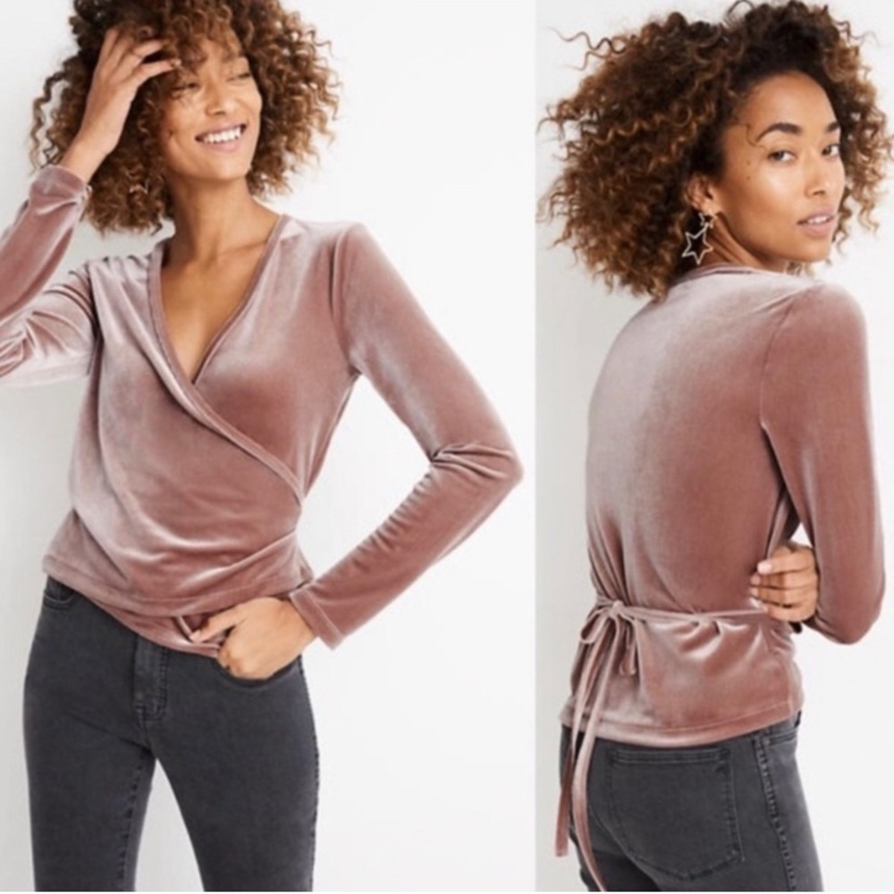 Madewell long sleeve velvet wrap ballet top. Sz XS